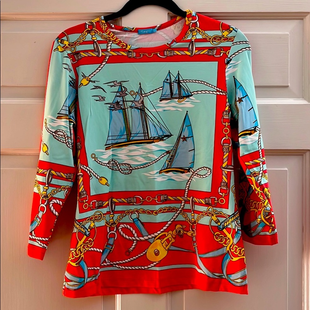 J.McLaughlin nautical shirt with 3/4 sleeves